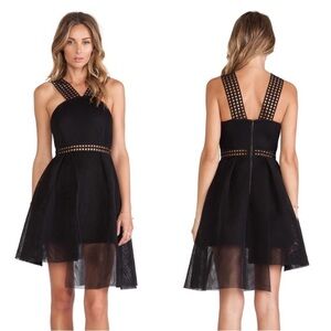 Self-Portrait Tiered Asymmetrical Lace Mini Dress Hem Dress Black Revolve Mesh 4